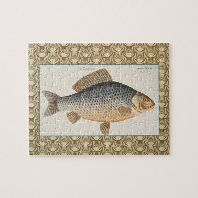 Puzzle peinture de pêche de carpe dessin d'eau douce  (Horizontal)