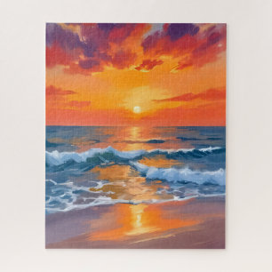 Puzzle Peinture de plage océanique au coucher du soleil à