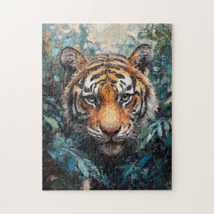 Puzzle Peinture de portrait de tigre dans la jungle