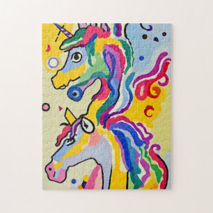 Puzzle Peinture de portrait Unicorne Abstraite colorée
