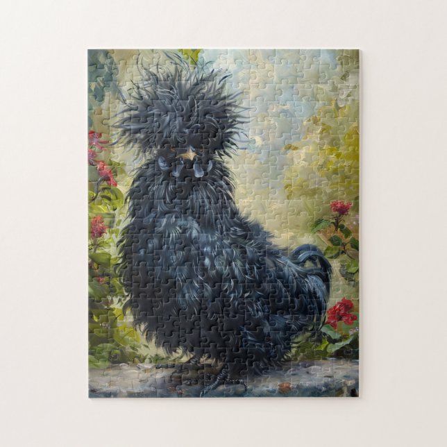 Puzzle Peinture de poulet noir en Silkie (Vertical)