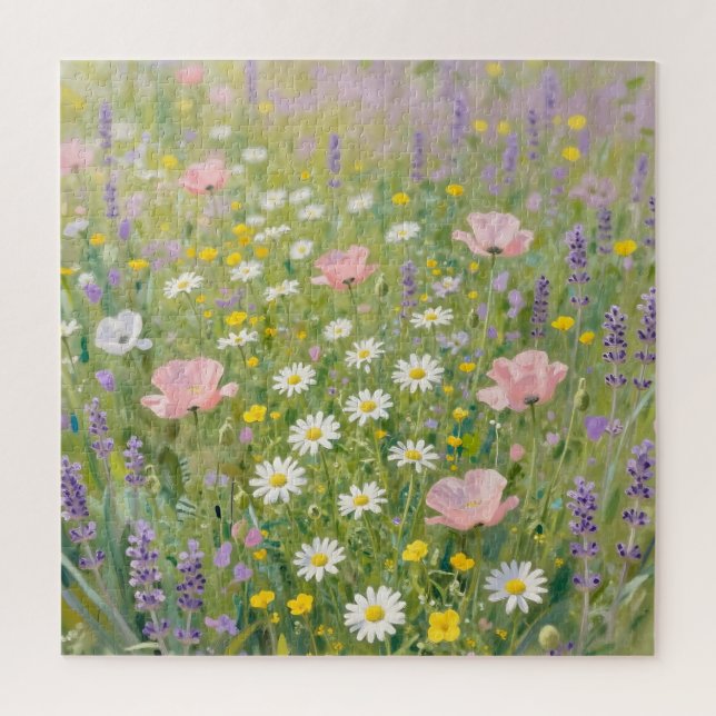 Puzzle Peinture de prairie de fleurs sauvages pastel (Vertical)