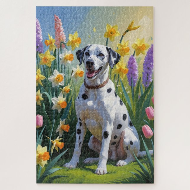 Puzzle Peinture de printemps de chien dalmate (Vertical)