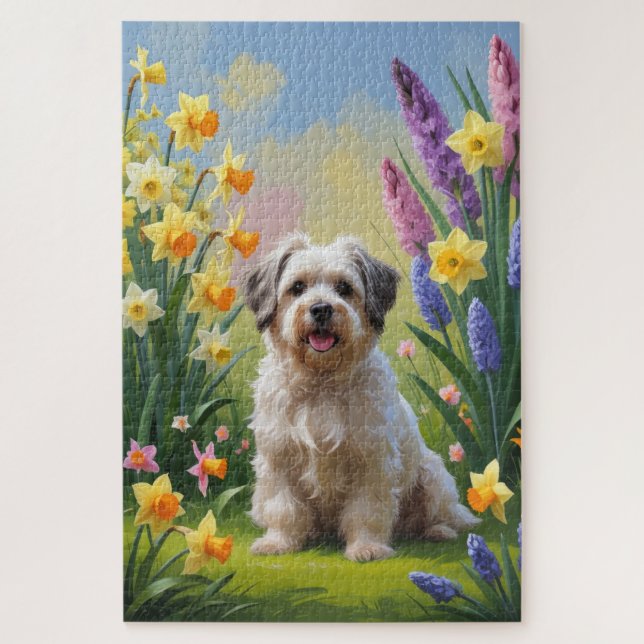 Puzzle Peinture de printemps de chien Havanais (Vertical)