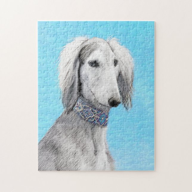 Puzzle Peinture de Saluki (Argent) - Joli art original de (Vertical)