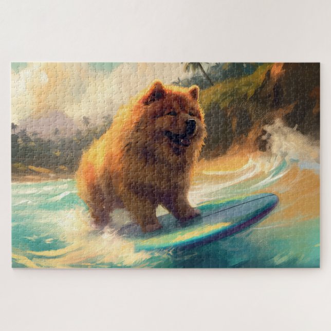 Puzzle Peinture de surf de la plage de Chow Chow (Horizontal)