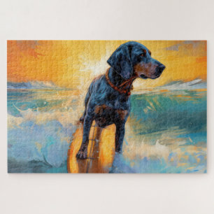 Puzzle Peinture de surf de plage de Bluetick Coonhound