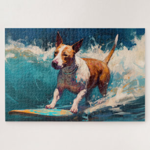 Puzzle Peinture de surf de plage de Bull Terrier