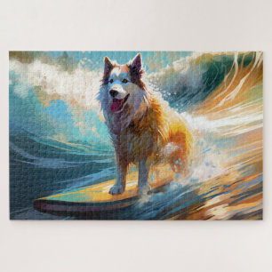Puzzle Peinture de surf de plage de Malamute d'Alaska
