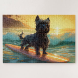 Puzzle Peinture de Surf sur la Plage d'Affenpinscher