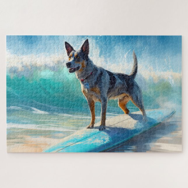 Puzzle Peinture de surf sur la plage de Blue Heeler  (Horizontal)