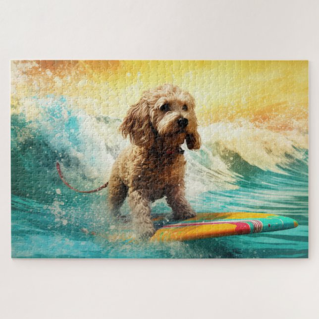 Puzzle Peinture de surf sur la plage de Cockapoo (Horizontal)