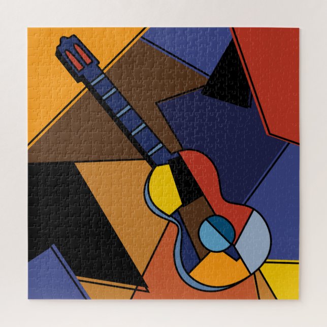 Puzzle Peinture de surréalisme de guitare cubiste. (Vertical)