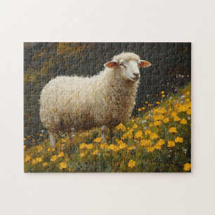 Puzzle Peinture des fleurs de papillon de mouton