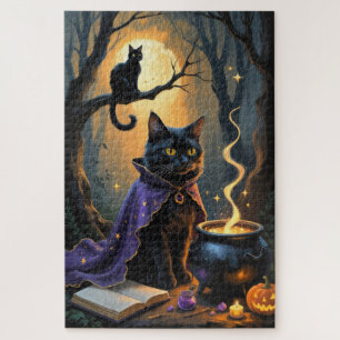 Puzzle Peinture d'Halloween en chats noirs