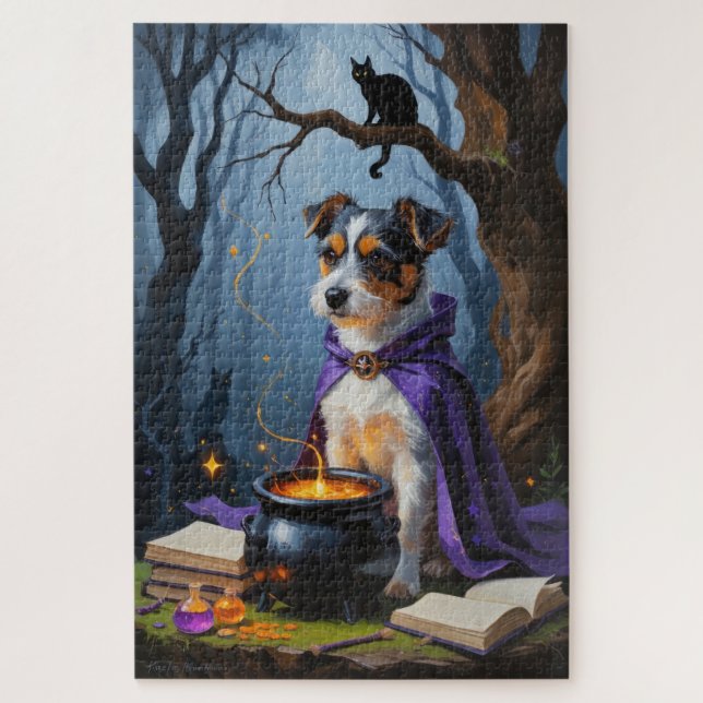 Puzzle Peinture d'Halloween Whimsical Terrier australien (Vertical)