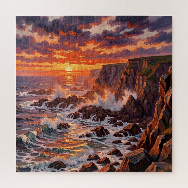 Puzzle Peinture dramatique des falaises au coucher du sol (Vertical)