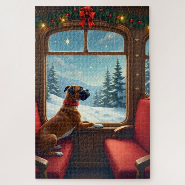 Puzzle Peinture du voyage en train de Noël de Boxer (Vertical)