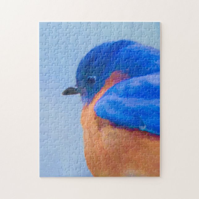 Puzzle Peinture d'un oiseau bleu - Œuvre d'art originale  (Vertical)
