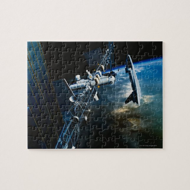 Puzzle Peinture d'une station spatiale au-dessus de la Te (Horizontal)