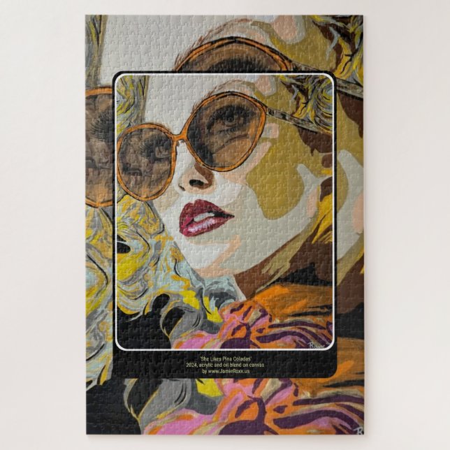 Puzzle Peinture 'Elle aime les Pina Coladas' sur un  (Vertical)