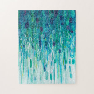 Puzzle Peinture en cercle Abstrait bleu vert