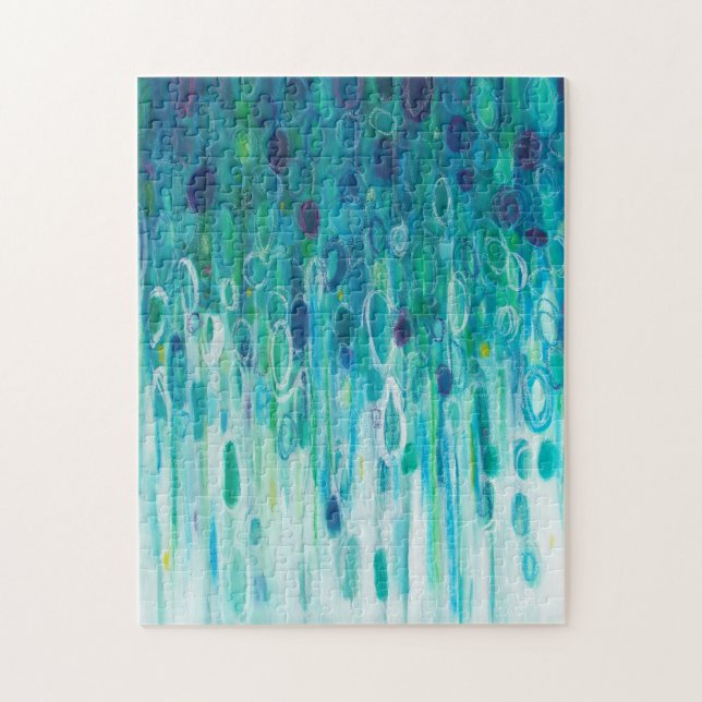 Puzzle Peinture en cercle Abstrait bleu vert (Vertical)
