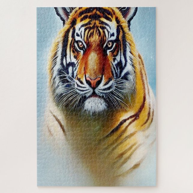 Puzzle Peinture faciale de tigre - Artwork de faune frapp (Vertical)