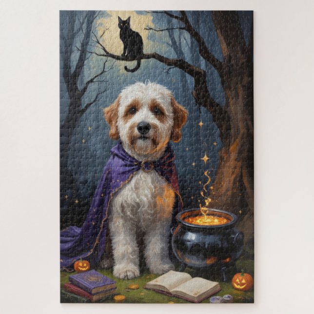 Puzzle Peinture fantaisiste d'Halloween de chien Bernedoo (Vertical)