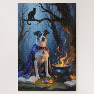 Puzzle Peinture fantaisiste d'Halloween de chien Blue Hee