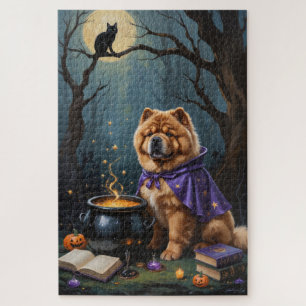 Puzzle Peinture fantaisiste d'Halloween de chien Chow Cho