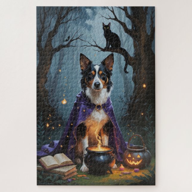 Puzzle Peinture fantaisiste d'Halloween de chien Kelpie a (Vertical)