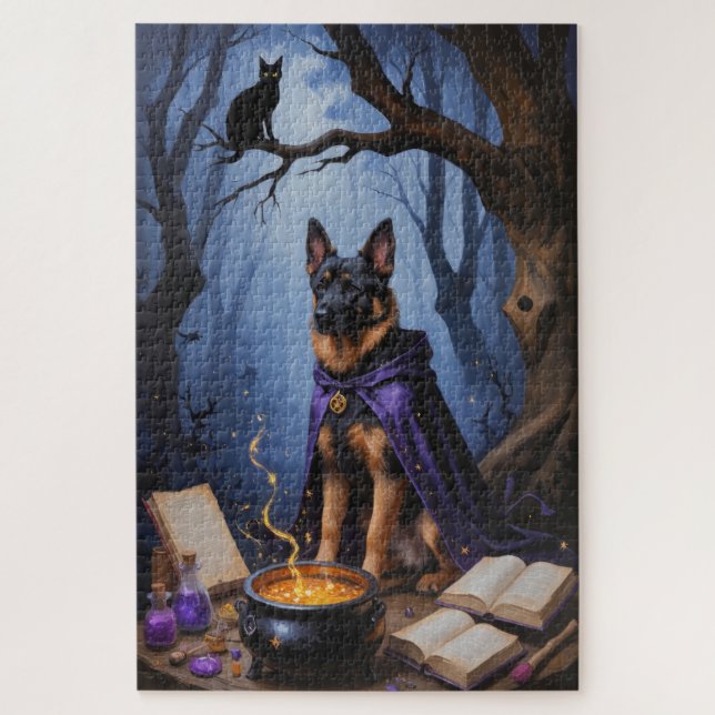 Puzzle Peinture fantaisiste d'Halloween de chien Malinois (Vertical)