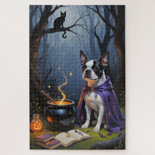 Puzzle Peinture fantaisiste d'Halloween de chien Terrier