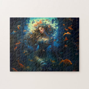 Puzzle Peinture fantastique d'une Nymphe marine entourée