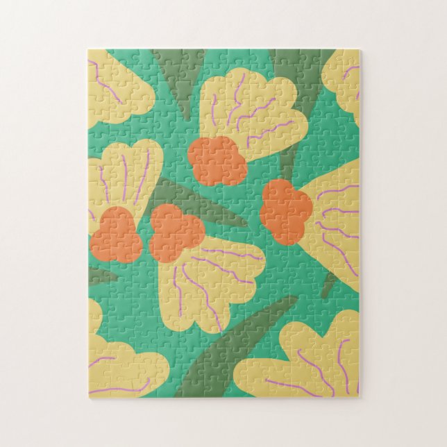 Puzzle Peinture florale botanique rétro aux couleurs vive (Vertical)