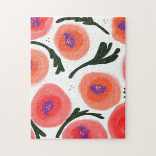 Puzzle Peinture florale colorée de pavots botaniques