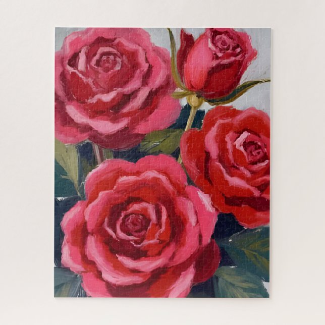 Puzzle Peinture florale de roses rouges (Vertical)