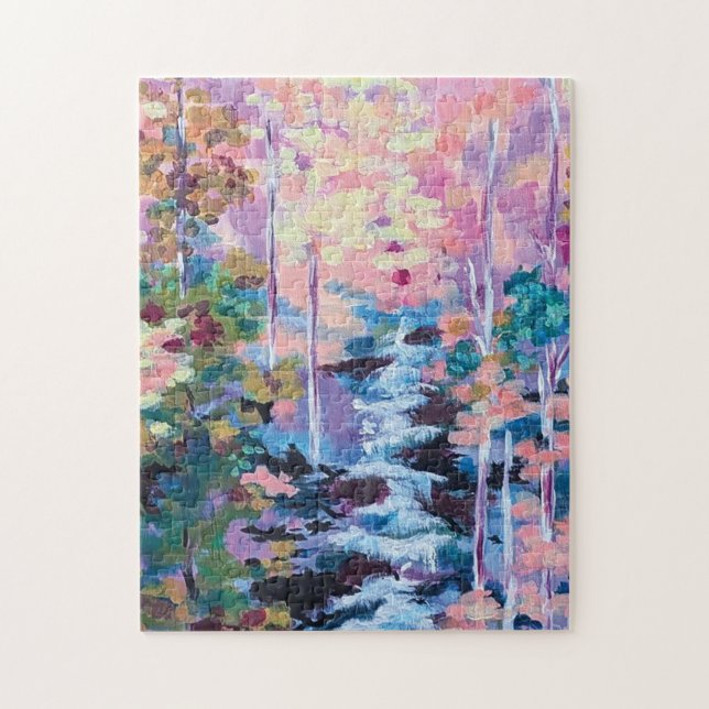 Puzzle Peinture impressionniste de cascade (Vertical)
