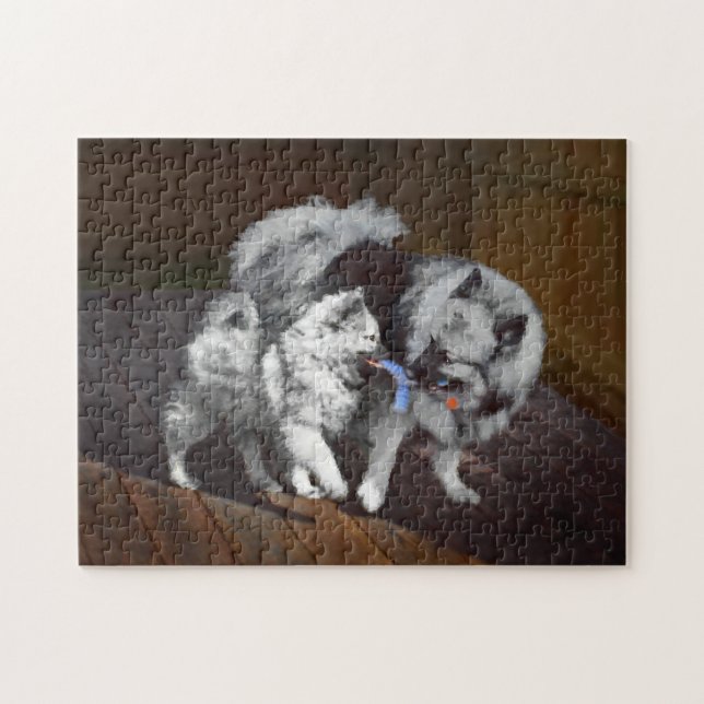 Puzzle Peinture Keeshond Playtime - Jolie art original ch (Horizontal)