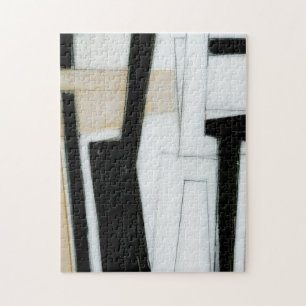 Puzzle Peinture noire et blanche abstraite