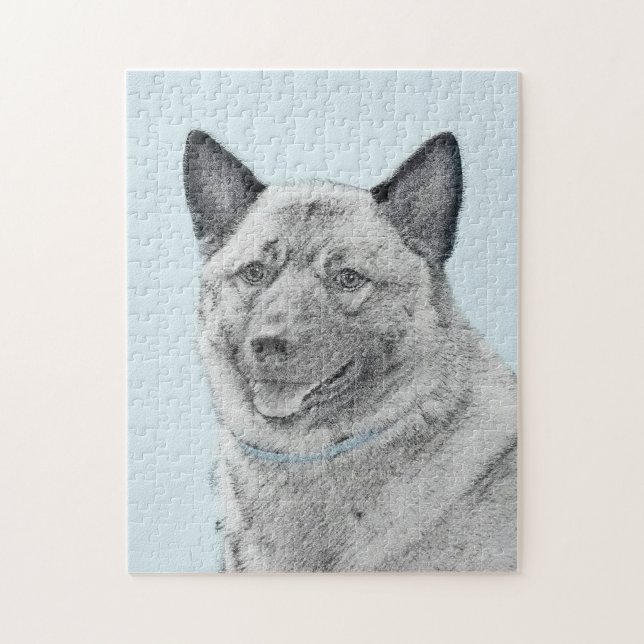 Puzzle Peinture norvégienne sur l'Elkhound - Art original (Vertical)