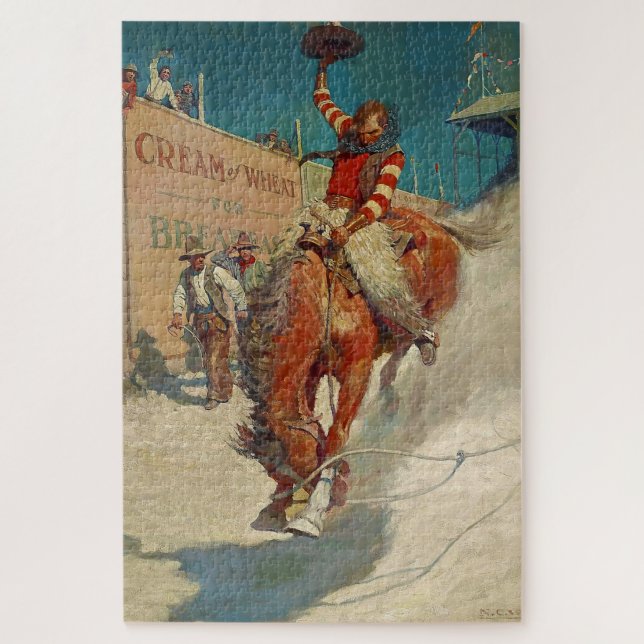 Puzzle Peinture occidentale de N C Wyeth «Le Rodéo» (Vertical)