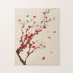Puzzle Peinture orientale de style, fleur au printemps 2