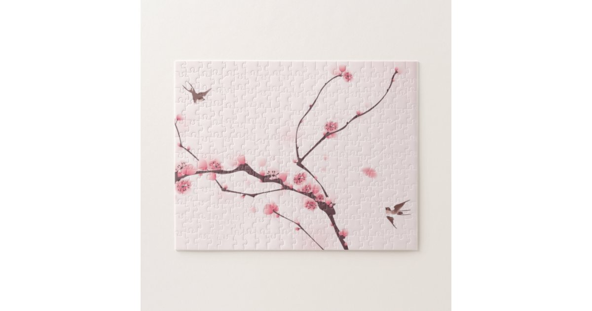 Puzzle Peinture orientale de style, fleurs de cerisier | Zazzle.fr