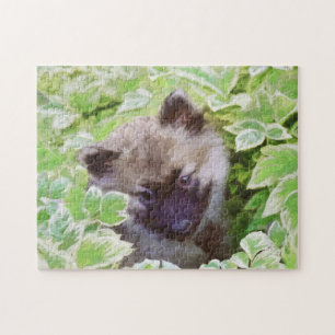 Puzzle Peinture originale d'un chiot Keeshond dans le jar