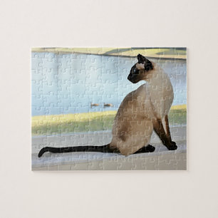 Puzzle Peinture paisible de chat siamois
