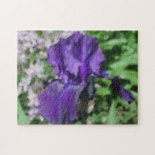 Puzzle Peinture photo Iris Flower Art à fond violet