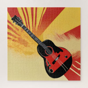 Puzzle Peinture Pop Art Guitare Illustration Vintage Retr
