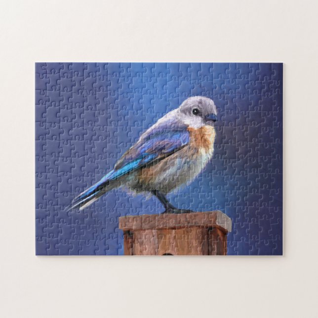Puzzle Peinture pour oiseaux bleus (femelle) - Art origin (Horizontal)